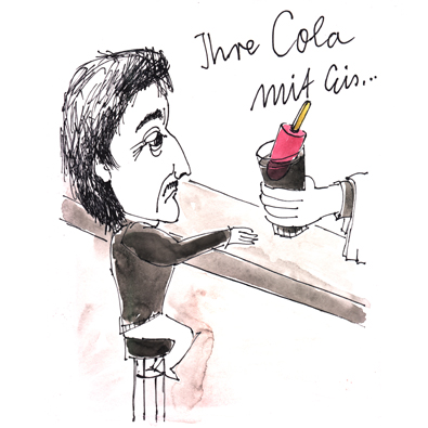 Karikatur Cola mit Eis
