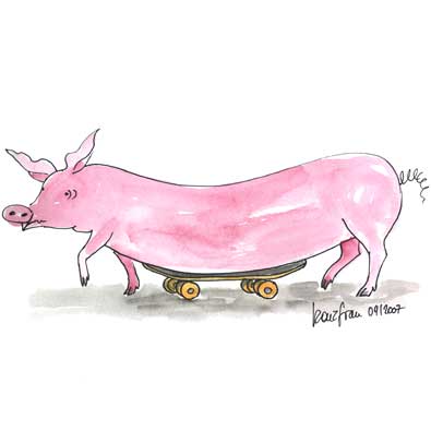 Karikatur Skater Schwein