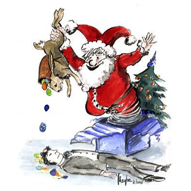 Karikatur Weihnachtszeit ist Osterzeit ist...